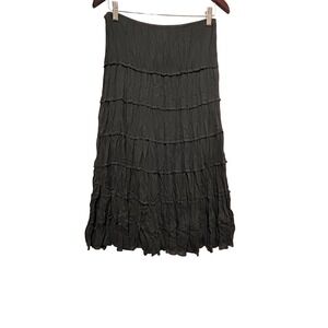 Rene Margo Women Tiered Maxi Skirt S Black Boho Whimsigoth Ruffle Flowy Festival
